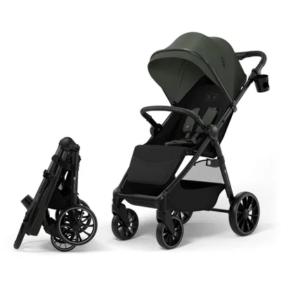 Produktbild von Kinderkraft GRANDE 2 – Buggy bis 22 kg, große gefederte Räder, Einhand-Faltung, Liegeposition, verstellbarer Schiebegriff, City-Kinderwagen, Grün