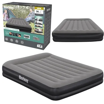 Zdjęcie produktu dla Bestway 671BU, Podwójny materac, Rozmiar królewski, Prostokąt, Wewnętrz i na wolnym powietrzu, Wbudowana pompa powietrza