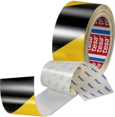Produktbild von Tesa Anti-Scratch Bodenmarkierungsband PET 50mmx20m, Warnband, schwarz/gelb