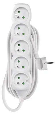 Imagen del producto de Cable de extensión EMOS, 5 metros, 5 enchufes, blanco, PVC, 1,5 mm², modelo P0515R