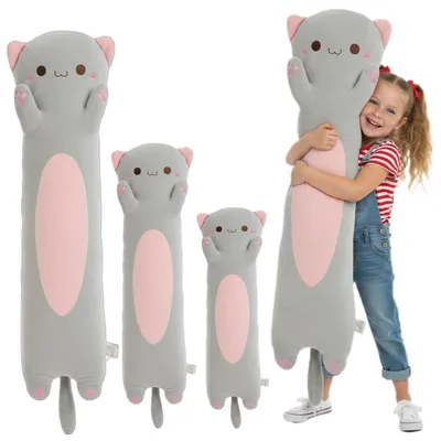 Obrázek produktu pro Plyšová kočka, 60 cm, šedá, pro děti, polštář