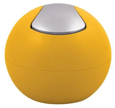 Zdjęcie produktu dla Pojemnik na kosmetyki Spirella 1-litrowy pojemnik na odpady Pojemnik uchylny Stołowy pojemnik na odpady "Bowl" Sun Yellow matowy