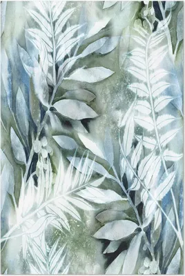 Produktbild von Aquarell Blätter zarte Zweige – Vinyl Fußmatte – 140x210 cm – Rutschfest, Pflegeleicht & Langlebig