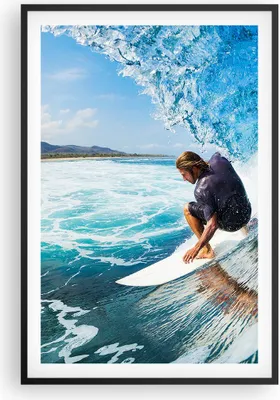 Produktbild von Gerahmtes Poster - Schwarzer Rahmen - Surfen Surfer Ozean Welle - 61x91,5 cm - Wand Bild - Wanddeko - Wandbilder - Wandposter - Bilderrahmen - Bilder - Kunstdruck - Wandbild - P2BPA61x91-2785