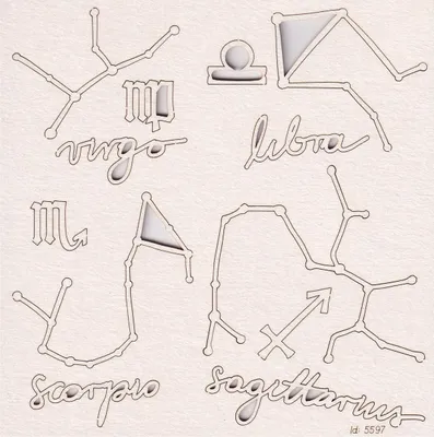 Produktbild von SCRAPINIEC Dekorpappe Die Cut Chipboard Dekoration Ornament, Sternzeichen 5597