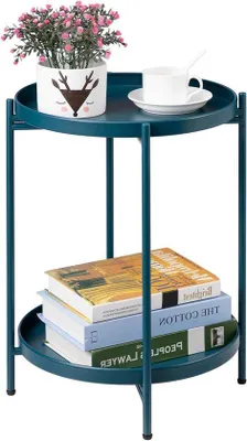 Immagine prodotto di Tavolino rotondo - Elegante tavolino in metallo - 1 pezzo - Verde pavone