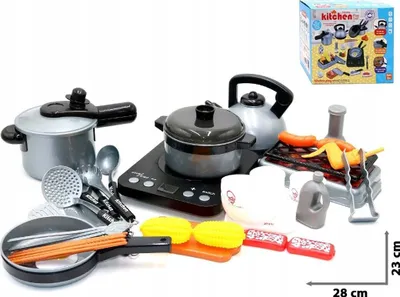 Produktbild von 36-teiliges Spielküchen-Set für Kinder, Verpackung 28 cm Breite, 18 cm Tiefe, 23,5 cm Höhe