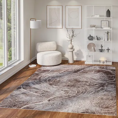 Image de Tapis COMO Moderne Abstrait Tapis gris Beige Marron 200 x 300 cm
