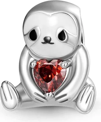 Produktbild von Gnoce Charm Faultier mit Herz GFC009 Silber