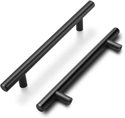 Zdjęcie produktu dla Ibenzoa® - uchwyty do mebli, czarne - zestaw 10 sztuk, stal nierdzewna z czarną powłoką, długość uchwytu 128 mm, średnica 12 mm, rozstaw otworów 256 mm, całkowita długość 320 mm, do kuchni i łazienki