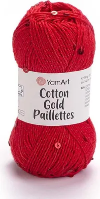 Obrázek produktu pro YarnArt Bavlněná Gold Paillettes příze 50 g / 100 m - barva 7115 červená - bavlněná příze