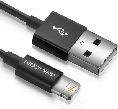 Produktbild von deleyCON 2m Lightning 8 Pin auf USB Kabel - Apple MFI - Sync-Kabel Ladekabel Datenkabel - Kompatibel mit IPhone XR XS Max XS X 8 Plus 8 - Schwarz