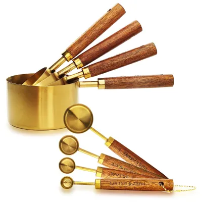 Image de Solidchoice - Ensemble de 10 tasses à mesurer et cuillères avec manches en bois