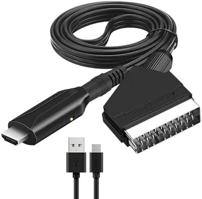 Produktbild von SCART zu HDM Kabel Video Audio, All in One SCART auf 1080p/720p HDM Wandler Adapter SCARTEingangskabel auf HDM Ausgangsanschluss mit HDM Kabel für HDTV STB VHS Xbox PS3 Sky DVD Blu-ray usw