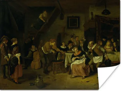 Produktbild von MuchoWow® Poster Die Bauernhochzeit - Jan Steen 120x90 cm - Wandbild