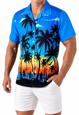 Productafbeelding van Korte Mouwen Hawaiian Shirt met Flamingo's en Tropische Bloemen