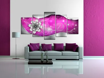 Produktbild von Akustikbild Abstrakt Blumen 200x100 cm Bilder Akustikschaum Hochleistungsschallabsorber Schallschutz Leinwand 5 tlg Wandbild Raumakustik Schalldämmung 020101-207