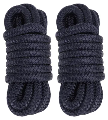 Image de 2 amarres pour bateau, corde en nylon haute résistance, multifonctionnelle et à double tressage, pour petits voiliers, pontons flottants, bateaux à moteur, etc.