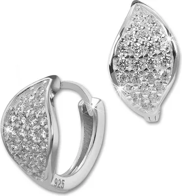 Image de SilberDream créoles pour femmes argent blanc feuille zirconium boucles d'oreilles 14mm SDO422W