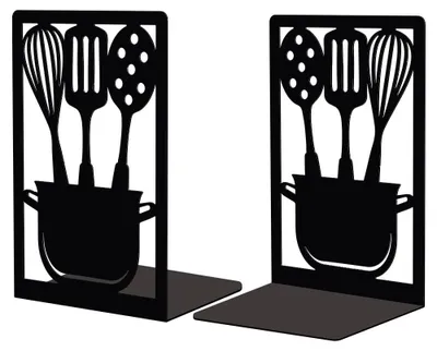Productafbeelding van Solidchoice - Set van 2 Metalen Boekensteunen met Antislip