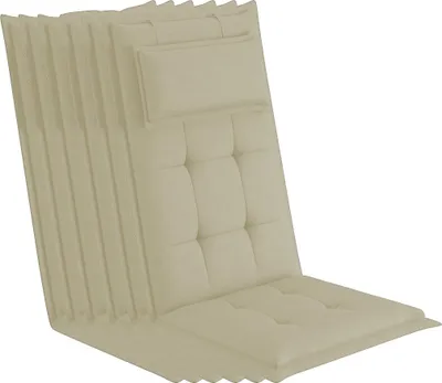 Produktbild von sunnypillow 6 Stück Gartenstuhlauflagen mit abnehmbarem Kopfpolster 120 x 50 x 9 cm Hochlehner Auflage Polsterauflagen UV-Lichtecht Stuhlauflage Cremefarben