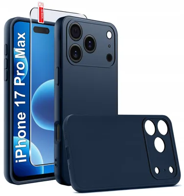 Immagine prodotto di Etui Granatowe Matowe Silikon Slim do iPhone 17 Pro Max + SZKŁO 9H