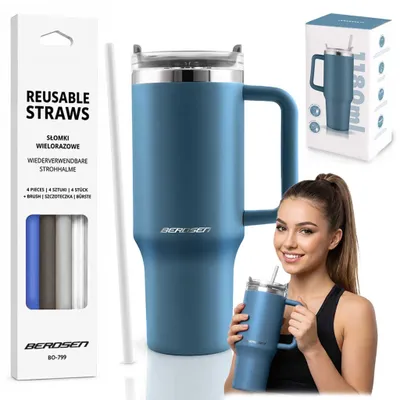 Immagine prodotto di Bicchiere termico in acciaio inox da 1180 ml con cannucce