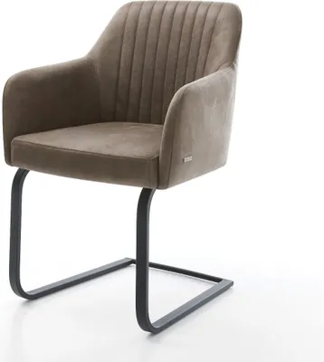 Produktbild von DELIFE Freischwinger Greg-Flex Mikrofaser Taupe Vintage Freischwinger flach Schwarz Taschenfederkern