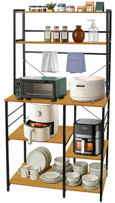 Image de Étagère de cuisine - Étagère pour micro-ondes - Style industriel - Fer - 40 x 86 x 165,5 cm - Gris clair