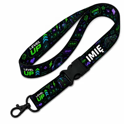 Obrázek produktu pro FEROCITY Klíčenka, herní motiv, neonové barvy, nápis "Level Up", pro hráče, s bezpečnostní sponou