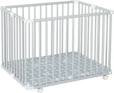 Produktbild von Laufgitter Lucilee. 76x97 und 90x97 cm. mobil auf Rollen (Circle, Lichtgrau, 76 cm x 97 cm)