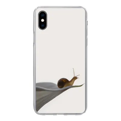 Produktbild von MuchoWow® Handyhülle Schutzhülle Hülle für iPhone Xs Schnecke - Lilie - Grau Silikon Softcase Handy Hülle - Handytasche
