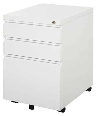 Image de Armoire de rangement en acier avec 3 tiroirs | Couleur : Blanc | Dimensions : 39 x 48 x 60 cm