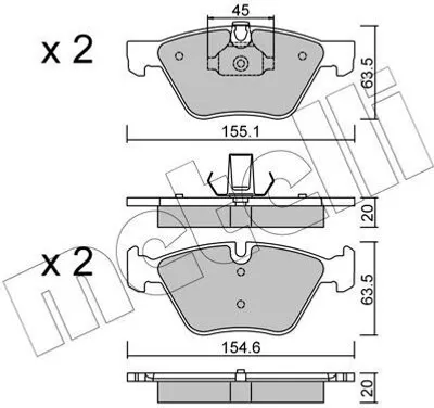 Produktbild von METELLI Bremsbeläge Satz Vorne Bremsklötze für BMW 3 Touring (E91) 22-0557-3