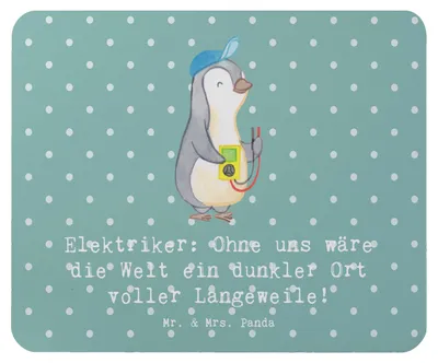 Produktbild von Mr. & Mrs. Panda Mauspad Elektriker Helden - Meeresbrise - Geschenk, Mouse Pad, pc, Mousepad, Berufsgestaltung, Beruf, Hochspannung, mousematte, Elektromeister, computer