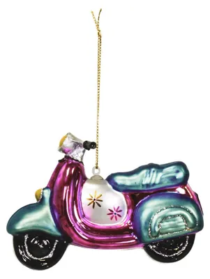 Imagen del producto de Adorno navideño - Motoscooter - Vidrio - 11,5 x 5 x 8 cm