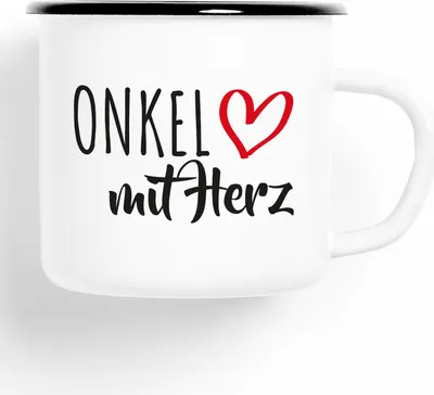 Produktbild von Huuraa Emaille Tasse Onkel Geschenk Kaffeebecher Vintage 300ml Onkel Präsent