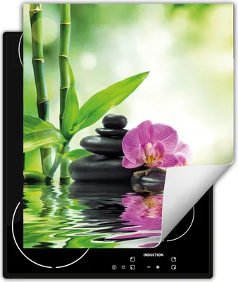 Image de DarHaus Plaque de recouvrement pour four 45x52 cm Tapis antidérapant Enroulable, Bamboo - Orchidée