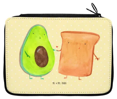 Produktbild von Mr. & Mrs. Panda Schlampermäppchen Avocado Toast - Gelb Pastell - Geschenk, Liebe, Mäppchen, Etui für Stifte, Hochzeitsgeschenk, Toastbrot, Federmappe, Freundin
