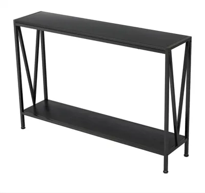 Produktbild von Schmale Konsole 109 cm – 2-stufige Konsolentisch mit Ablage – Flurtisch & Wohnzimmertisch – Schwarz
