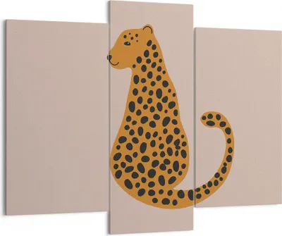 Produktbild von Bild auf Leinwand - Leinwandbild - 3 Teile - Panther Grafik Leopard - 130x100cm - Wand Bild - Wanddeko - Wandbilder - Leinwanddruck - Bilder - Wanddekoration - Leinwand bilder - CB130x100-4893