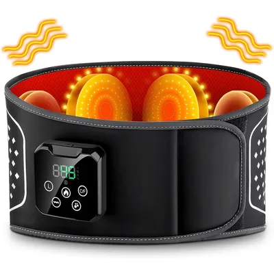 Produktbild von Elektrischer Massagegürtel für den Rücken, 45–75 °C Wärmestufen, 4-Zonen-Luftkissenmassage, kabellos, 4000 mAh Akku, verstellbarer Bauchgurt