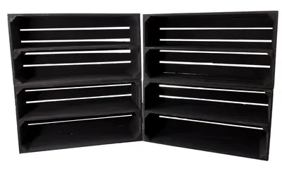Produktbild von 9er Set große neue schwarze Obstkiste/Weinkiste mit 2 Fächern 75cm x 40cm x 31cm Schuhregal Holzregal Bank Garderobe Kiste Box Holzkisten Regalsystem klassisch