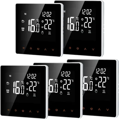 Produktbild von 5X Digital Thermostat Raumthermostat elektrische Fußbodenheizung Smart LCD Display Touchscreen Woche Programmierbare Elektrische Fußbodenheizung Thermostat für Home School Office Hotel 16A