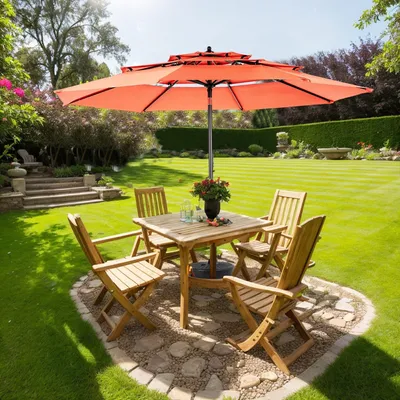 Produktbild von LVHOM Sonnenschirm Ø 294cm, Sonnenschutz UPF 50+, Ampelschirm, Marktschirm, Orange