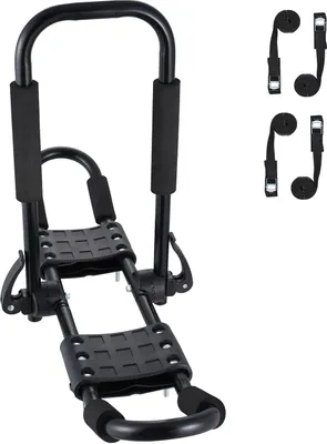 Immagine prodotto di SucceBuy porta kayak da tetto 1 paio, design J-bar, attacco morbido e pieghevole, porta kayak, canoa, SUP, tavola da surf, tavola da sci, adatto per auto, SUV, camion, 1 kayak