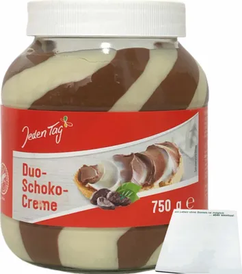 Produktbild von Jeden Tag Duo-Schoko-Creme Süßer Brotaufstrich (750g Glas) + usy Block
