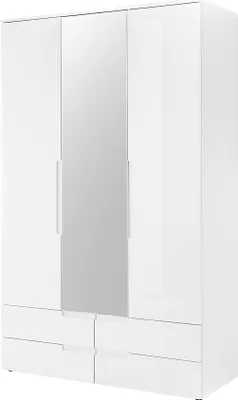 Produktbild von Kleiderschrank - Weiß Hochglanz - 126 x 208 cm - mit Spiegel