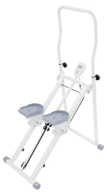 Produktbild von Stepper Heimtrainer - Klappbarer Stepper mit Griff - Tragkraft 150 kg - LCD-Display - Griffhöhenverstellung in 3 Stufen - Ohne Widerstandsbänder - Weiß