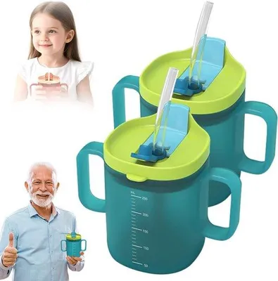 Produktbild von Leckstarker Trinkbecher für Senioren, 300 ml, mit 2 Griffen